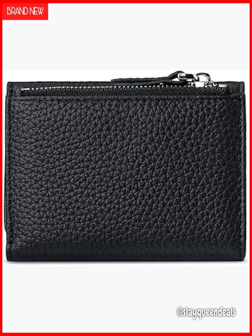 Genuine Leather RFID Blocking Tri-Fold Wallet With ID Window Zipper Pocket